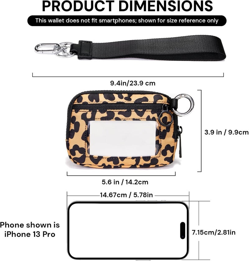 YDF Keychain Wallet for Women Mini Zip Card Holder with ID Window Coin Purse Detachable Wristlet Small Wallets Yellow Leopard - Image 4